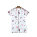 Baby short-sleeve snap-crotch romper, infant home air conditioning suit, breathable mesh crawling jumpsuit for 0-2 year olds
