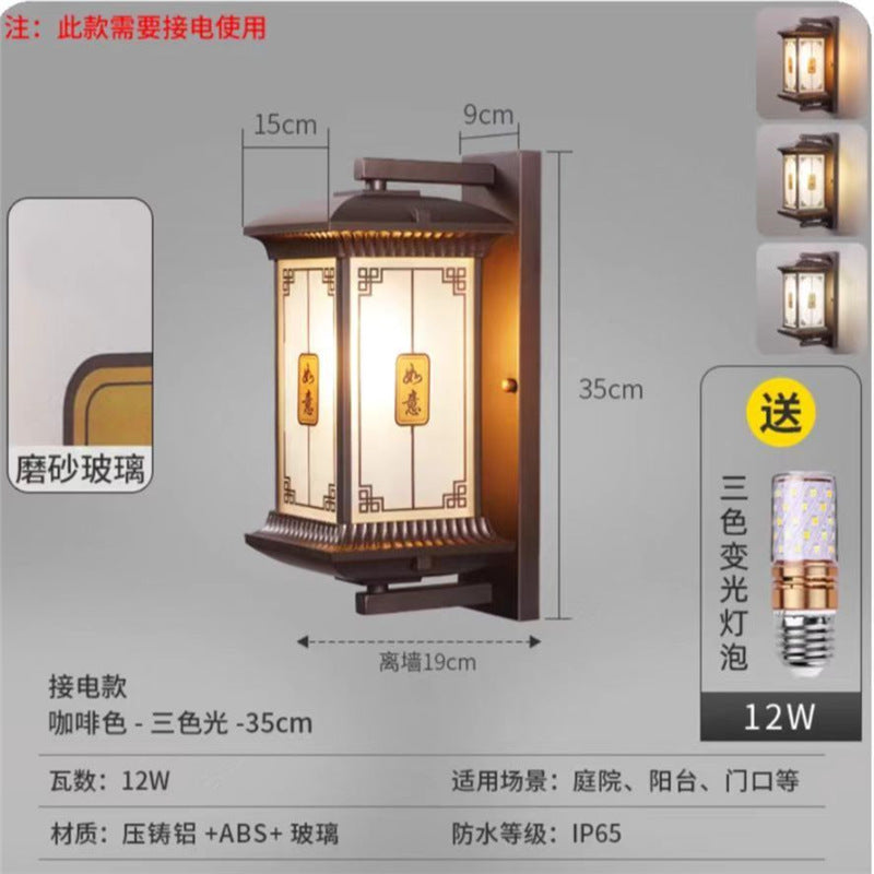 Outdoor wall light waterproof courtyard villa porch pillar lamp balcony aisle new chinese style wall lamp led gate light