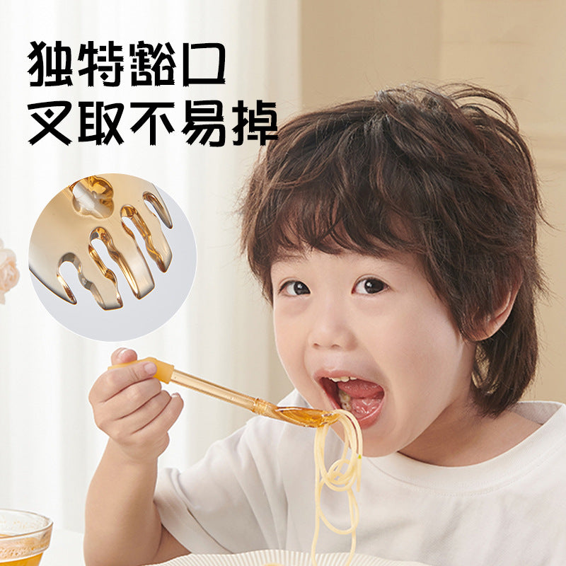 Baby learning to eat training self-feeding spoon kids eating complementary food fork spoon straw drinking soup drinking water tableware