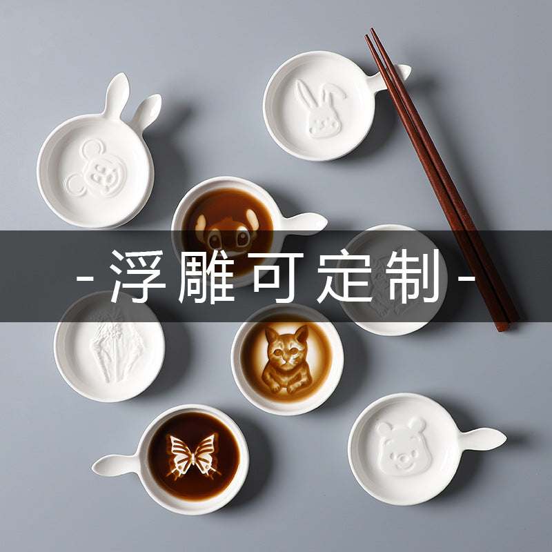 Ceramic tableware cartoon seasoning dipping dish for home bowls and chopsticks creative sauce hotel cute side dish soy sauce personalized