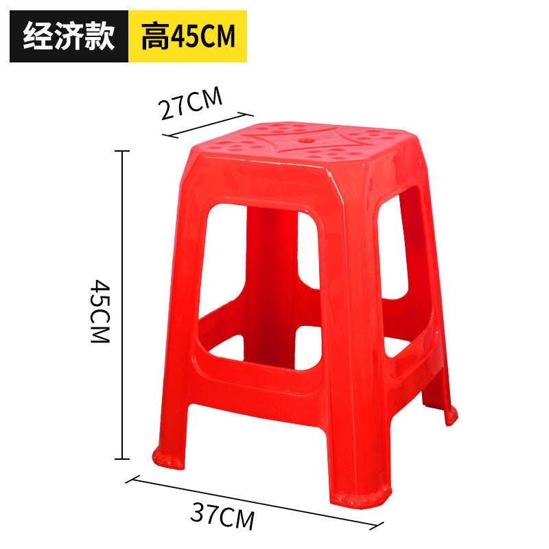 Extra thick red plastic stool cooked glue household thickened dining table stool plastic chair adult high bench high foot stool commercial