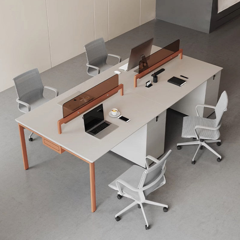 Modern minimalist desk and chair set - available in 2, 4, or 6 seater configurations - office furniture for employees and workstations