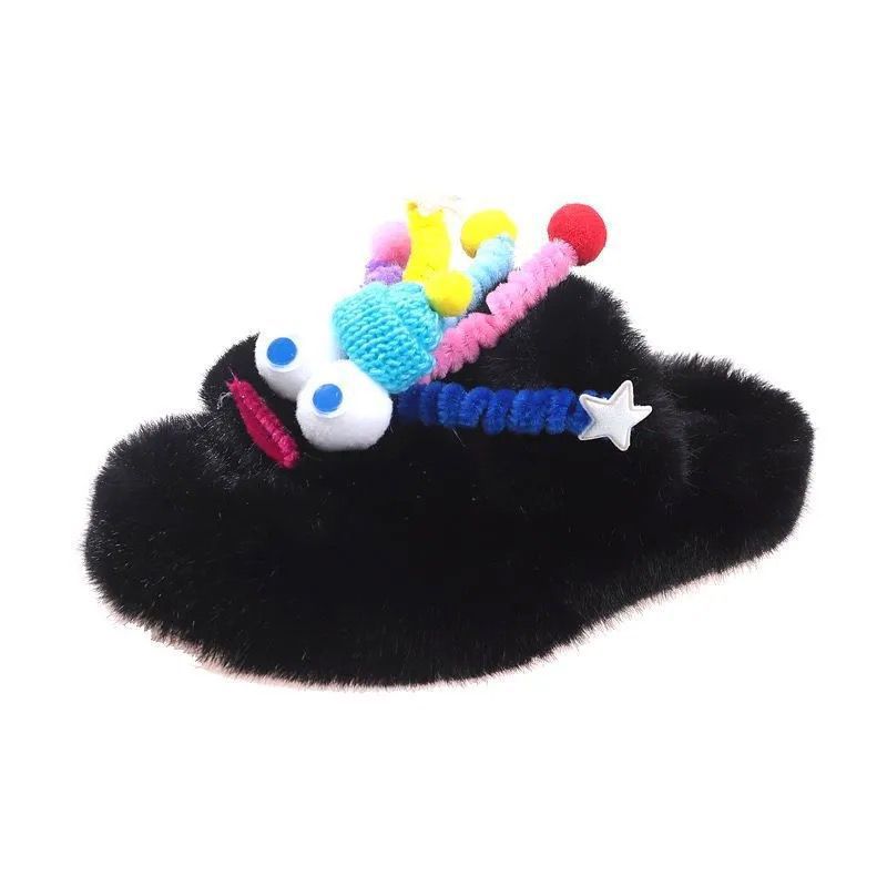 Lazy fashion furry slippers women's outwear 2025new arrivalfall and winterfor homehome fairy cotton slippers ins trend