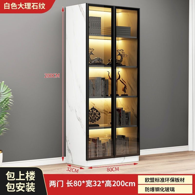 Casual glass door bookcase combination floor-standing display cabinet accessible luxury living room figure gundam storage wine cabinet