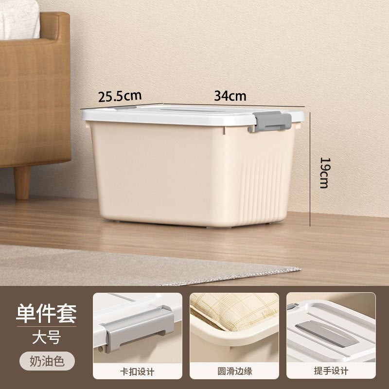 New Plastic Storage Box Cream Wind Large Capacity Extra Large Household Student Books Clothes Quilts Household Organizing Box