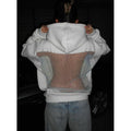 European and american cross-border  fall/winter new women's fashion  style solid color backless cutout mesh hoodie sweatshirt