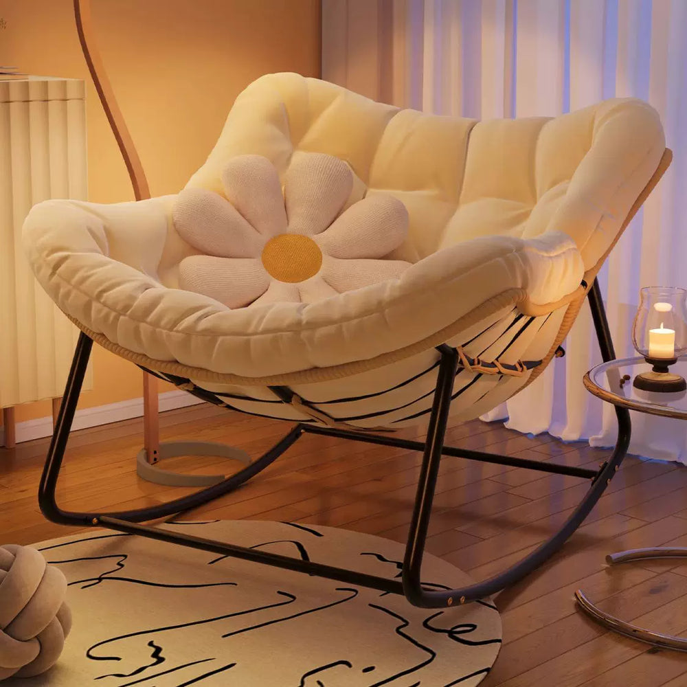Rocking chair rattan lounge chair balcony for homecasual adult lazy sofa popular small apartment leisure cushion