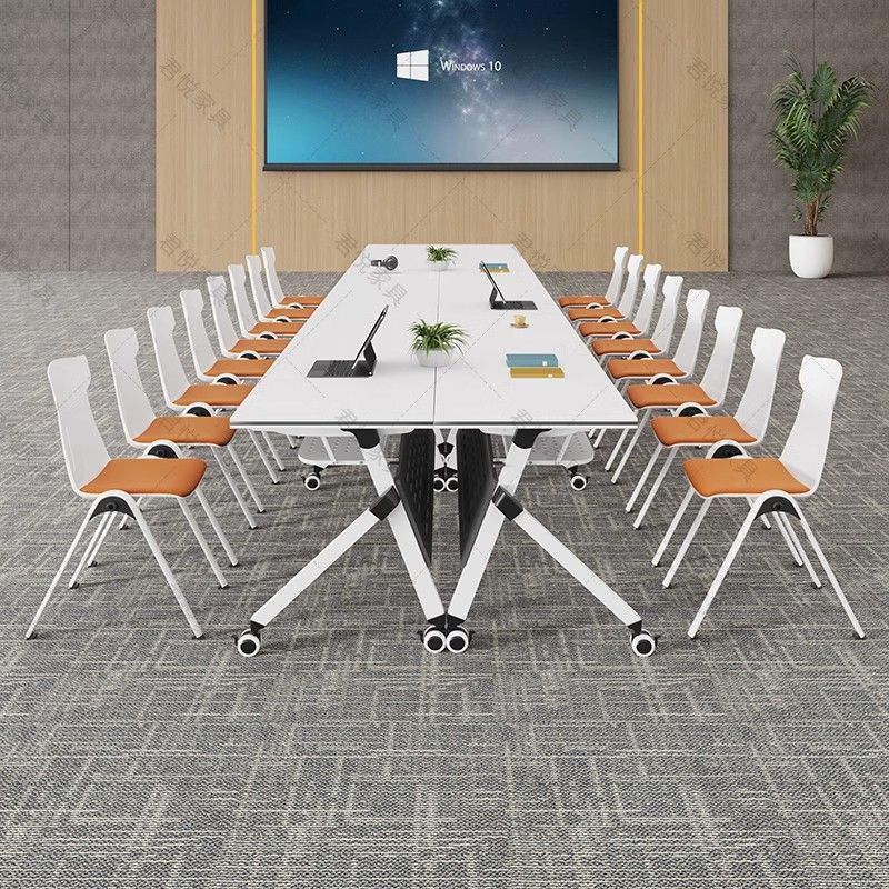 Training table and chair set, two-person employee desk, student freestanding combination desk, multi-functional folding training conference table
