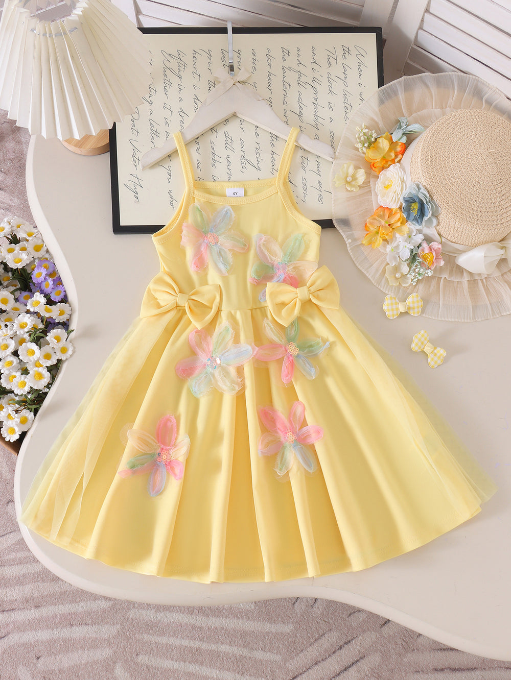 Kids clothing cross-border exclusive for european and american girls new arrival children's yellow dress baby children's clothing