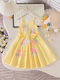 Kids clothing cross-border exclusive for european and american girls new arrival children's yellow dress baby children's clothing