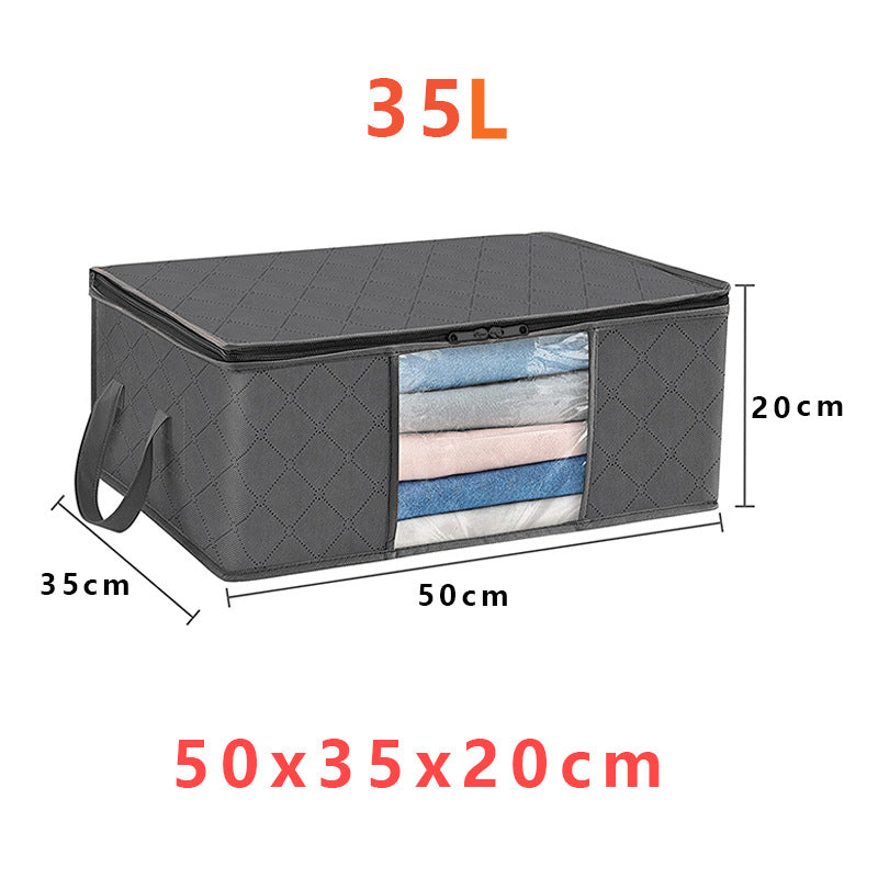 60 liters clothing storage bag, large-capacity quilt, blanket storage box, transparent window 6-piece gray storage box.