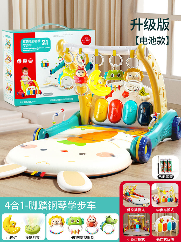 Infant foot pedal piano baby gym dual-use walker toy educational early learning multifunctional musical crawling activity center