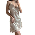 Sexy women's summer ice silk thin satin chiffon slip dress lace hot temptation lingerie wholesale