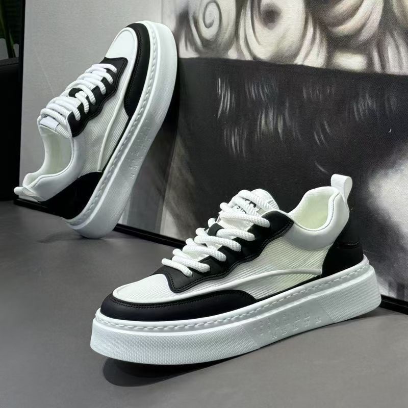 Men's spring 2025 new breathable white sneakers, athletic casual shoes, trendy men's brand, niche anti-slip wear-resistant skate shoes