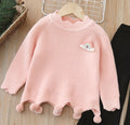 Dropshipping girls' knitted sweater two-piece set -  autumn/winter new collection - handmade floral pants outfit for baby girls