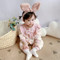 Spring autum baby infant cute princess style jumpsuit baby girl patchwork cherry style romper outing clothes