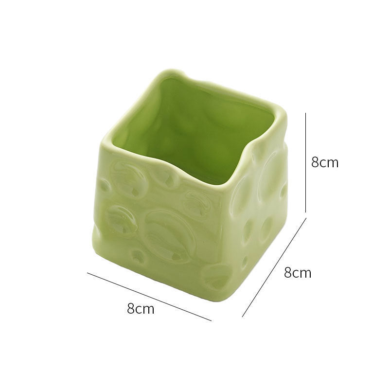 Cream style ceramic fruit fork light luxury set high appearance stainless steel fruit pick home decoration storage tube wholesale