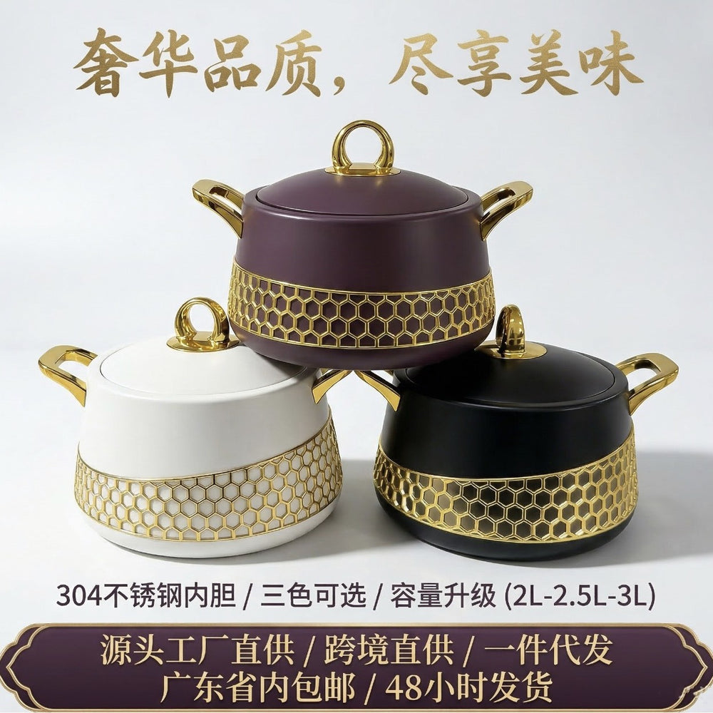 Insulationfood warmer stainless steel thermal insulation box thermal insulation pot thermal insulation water kettle 3-piece pot suit