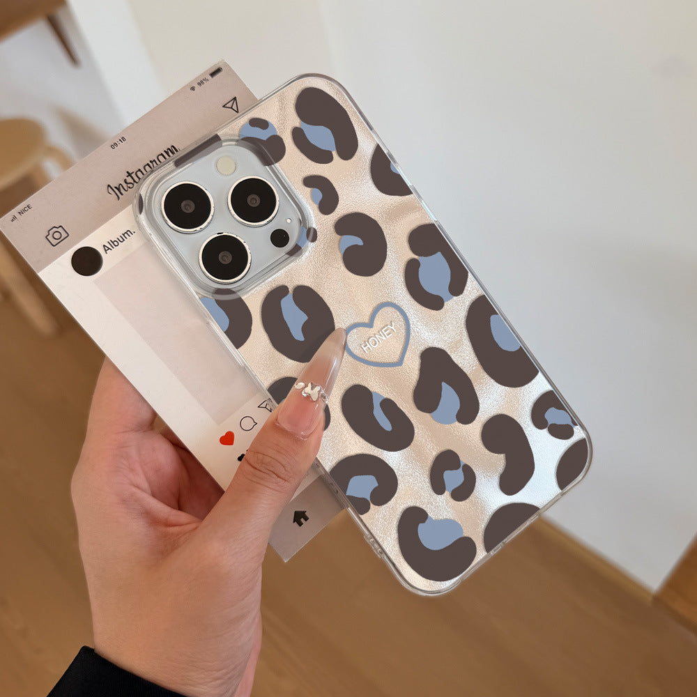 Suitable for apple 17promax mobile phone case, streamer blue line heart-shaped tin foil case, iphone16/13 frosted hard case