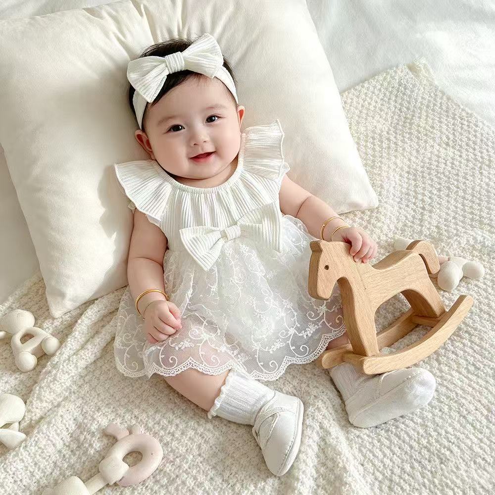 Baby clothes summer princess dress full month celebration outfit little girl chic tulle dress one-year-old baby girl summer clothes