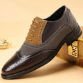 Plus size formal men's shoes brogue carved trendy men's business casual leather shoes breathable new british style color block