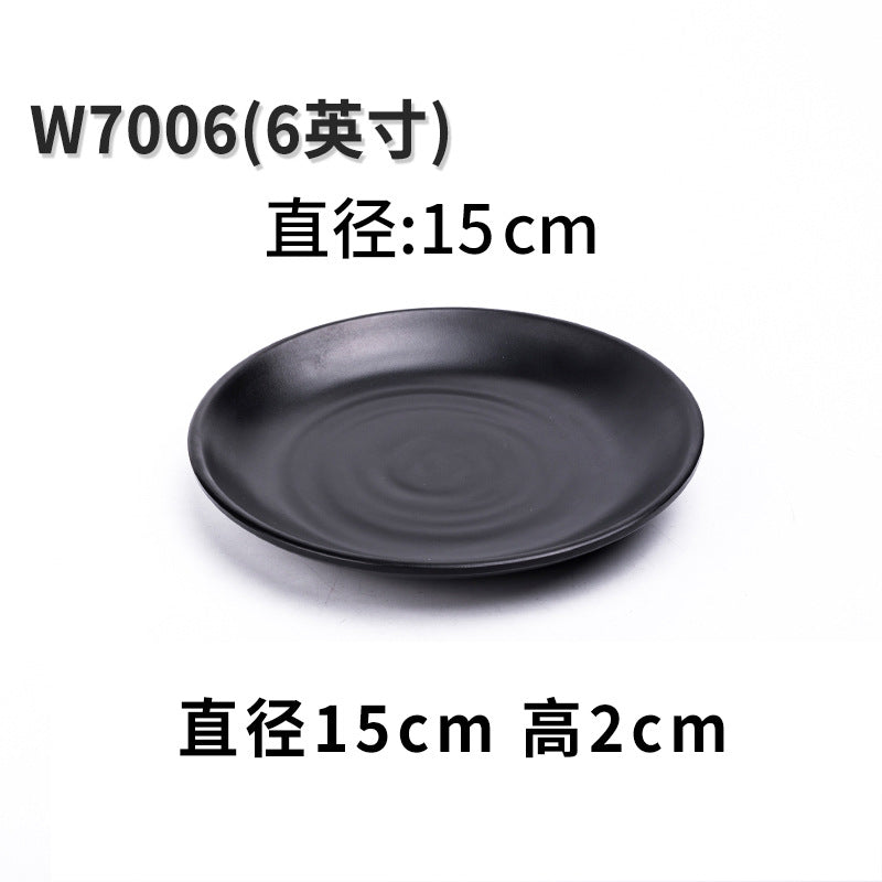 Melamine black tableware plastic dish imitation porcelain dinner plate cold dish plate barbecue hot pot plate barbecue restaurant plate commercial