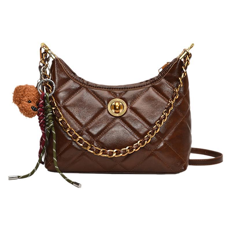 Rhombus texture small bag women's 2025 autumn and winter new chain shoulder underarm bag fashionable foreign commuter messenger bag