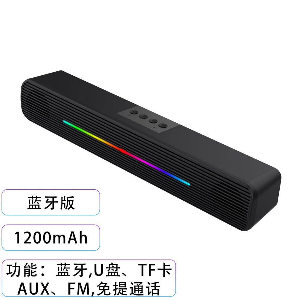 Soundbar rgb color light desktop speaker computer long bass multimedia wireless bluetooth audio