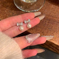 Bow pearl stud earrings for women-a1445 silver