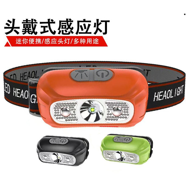 Strong light head-mounted flashlight wholesale, outdoor multi-function led  mining lamp fishing mini induction headlight