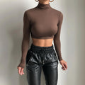 European and american style women's base layer top,  fall/winter new arrival, long sleeve turtleneck cropped sexy slim-fit undershirt