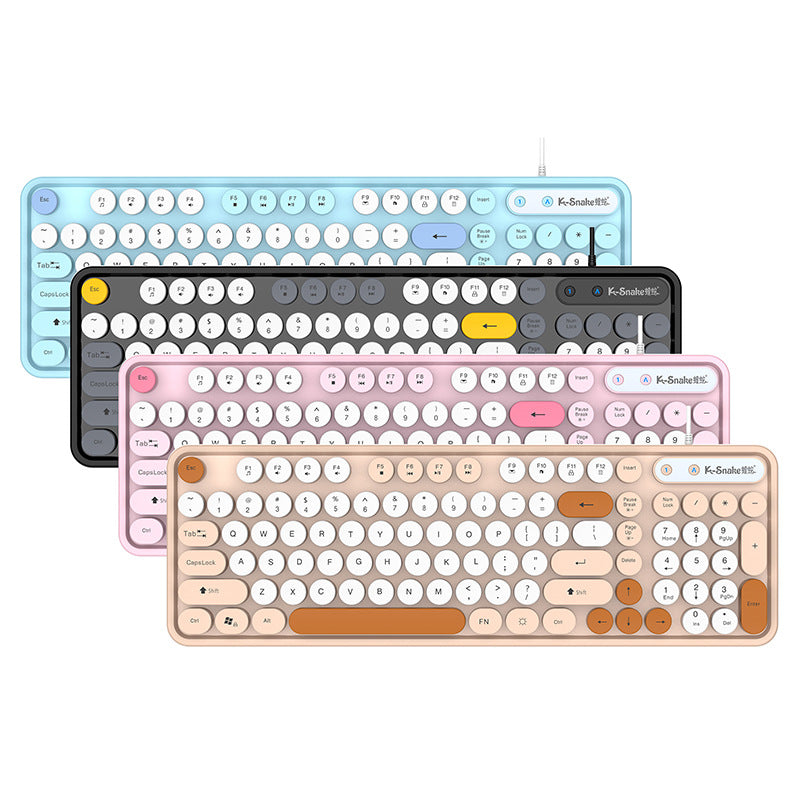 Viper k2 wired usb keyboard and mouse combo - retro punk style for women's desktop, laptop, and office use