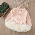 Girls' spring two-piece skirt set: princess-style puffy skirt with korean-style knitted cardigan for baby girls