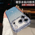 Premium rhinestone-embellished frame case for iphone 17 pro max - orange phone case, apple 15 gradient glitter full coverage