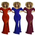 European and american export african women's evening gown elegant long one-shoulder mermaid host dress long skirt