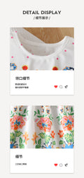 Girls' fall two-piece outfit: white tank dress with colorful floral ruffle overlay