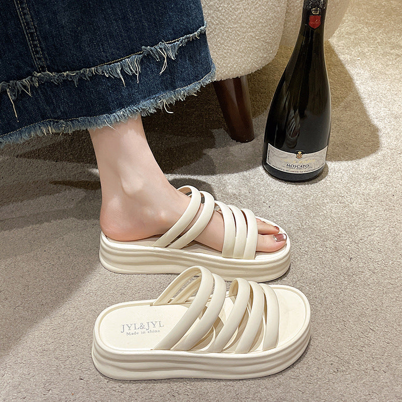 Summer outwear slippers new arrival student fashion beach roman one-line easiest for matchnon-slip soft bottom sandals thick solecasual