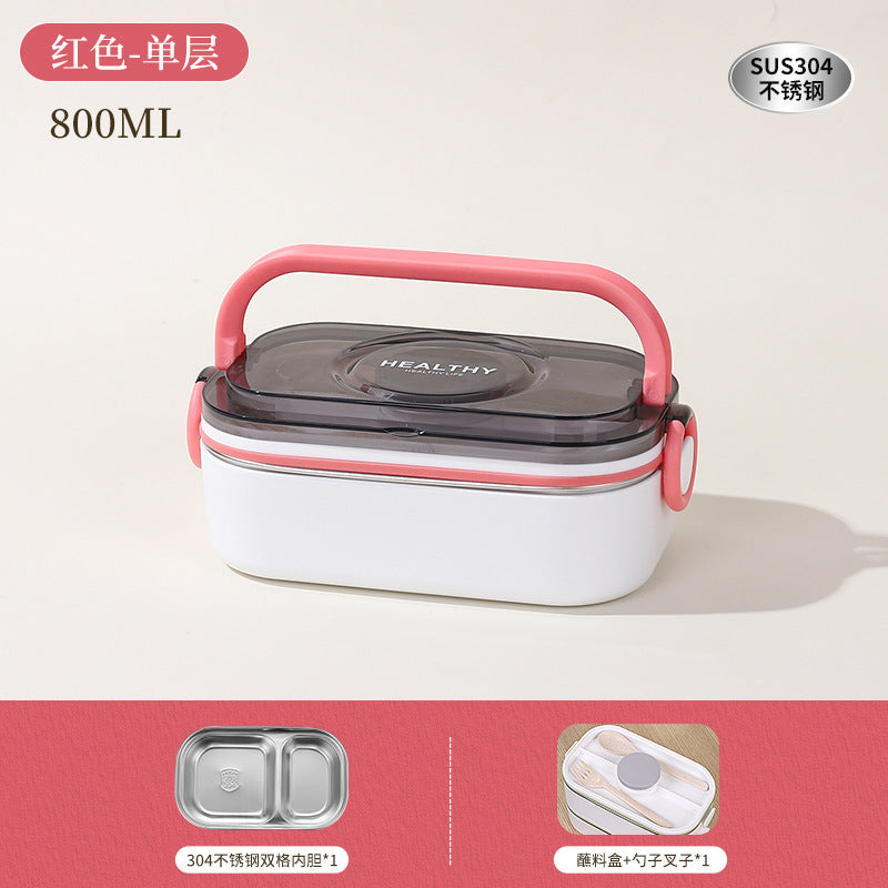 304 stainless steel multi-layer lunch box, office workers can enter the microwave oven for lunch, heat preservation lunch box, student bento box
