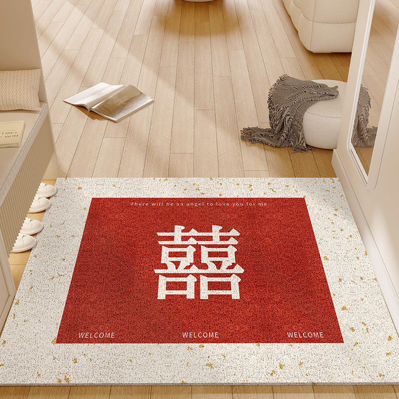 Entrance door mat, anti-slip red festive stain-resistant coil mat, no-wash wipeable  new arrival doormat
