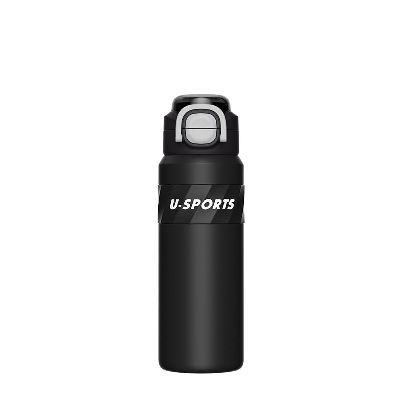 Sports & fitness cycling water bottle - large capacity, portable, locking lid, dual-drink straw, stylish stainless steel insulated tumbler