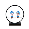 Black and white round table lamp - bedroom bedside lamp - creative cartoon doll - wedding gift - remote control dimming touch lamp