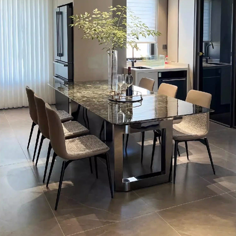 Italian new arrival super crystal stone dining table and chair combination bright slate dining table accessible luxury marble natural microcrystalline colored crystal stone