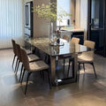 Italian new arrival super crystal stone dining table and chair combination bright slate dining table accessible luxury marble natural microcrystalline colored crystal stone