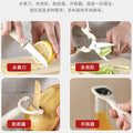 5-piece kitchen gadget set with storage base: includes fruit peeler, vegetable peeler, food scissors, and fruit knife – a complete five-piece set