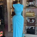 European and american cross-border women's fashion:  autumn new arrival - elegant, designer, ruched, slim-fit, solid color, long dress