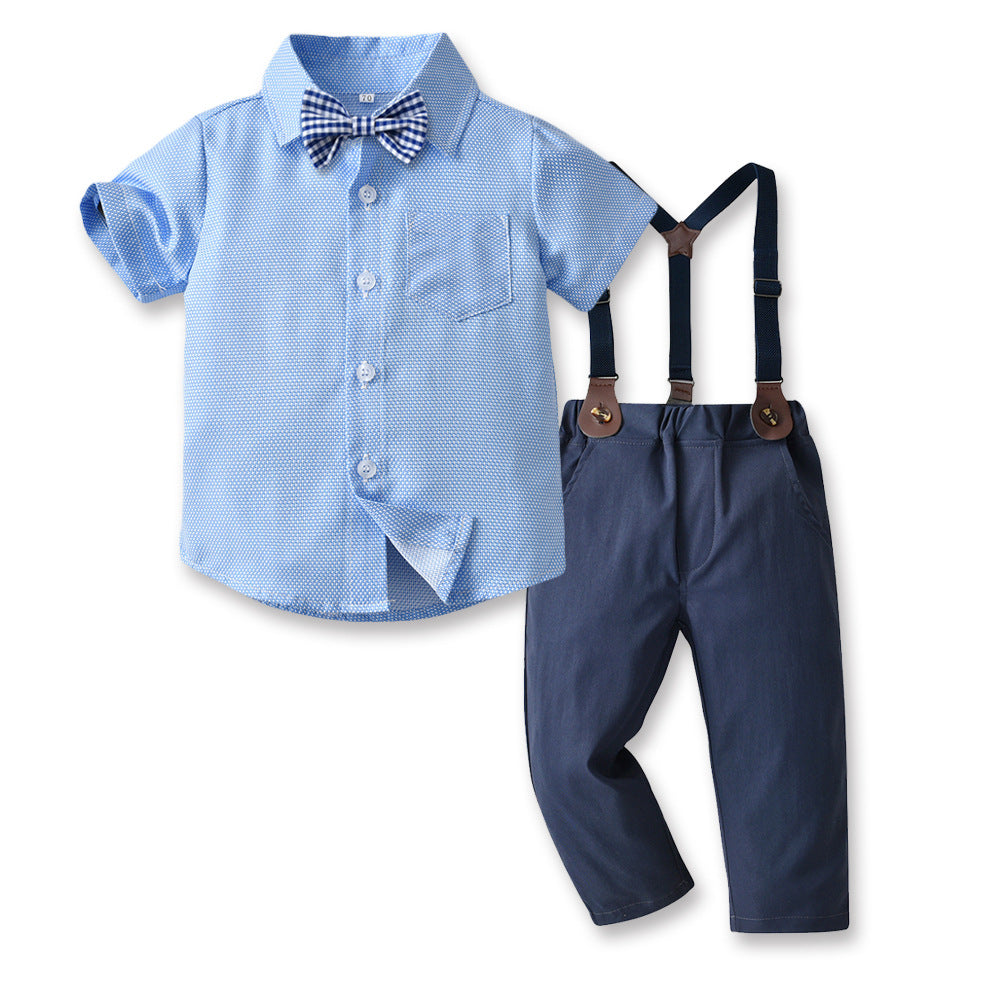 Export children's clothing boys' formal wear kids' suit boy's short-sleeved shirt emcee performance costume flower girl baby's first birthday outfit