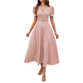 spring/summer cross-border  women's fashion high-waisted solid color slim-fit short-sleeve dress