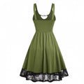 new halter neck princess dress with bow, lace, and ruffle trim