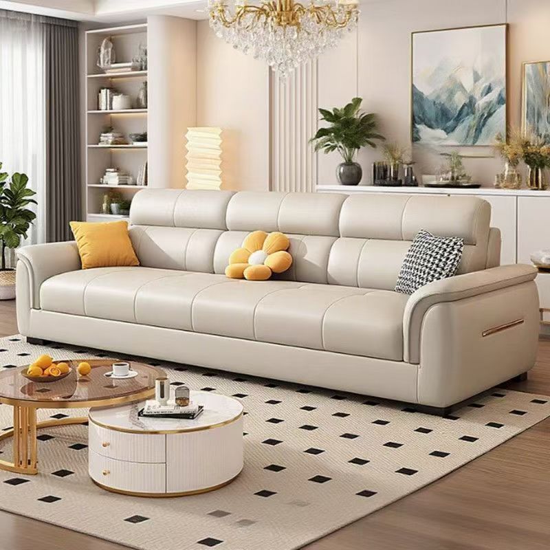 Genuine leather sofa, nordic style, cat-scratch resistant, living room sectional sofa, 3-4 seater, small apartment combination living room sofa