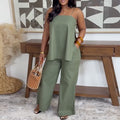 European and american cross-border women's clothing  summer new arrival: african-style plus size elegant slit cami top and pants casual set